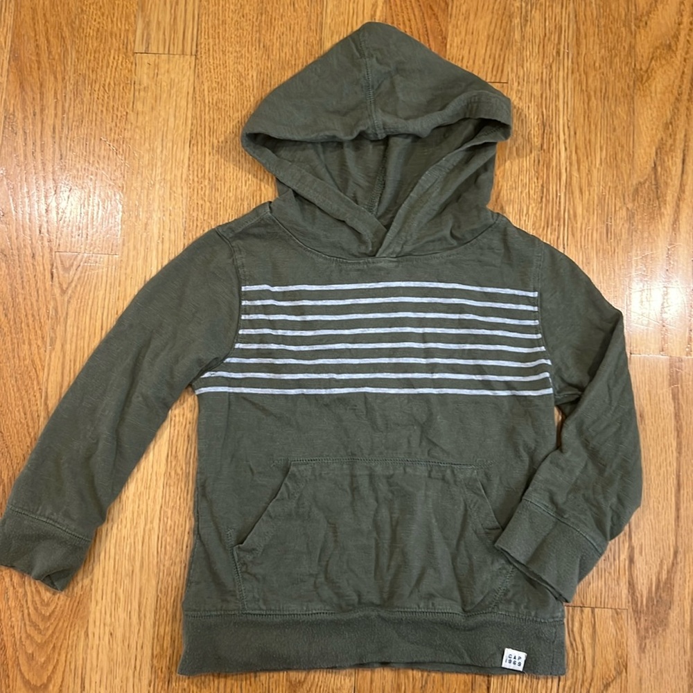Gap Boys Olive Green Striped Light Weight Hoodie